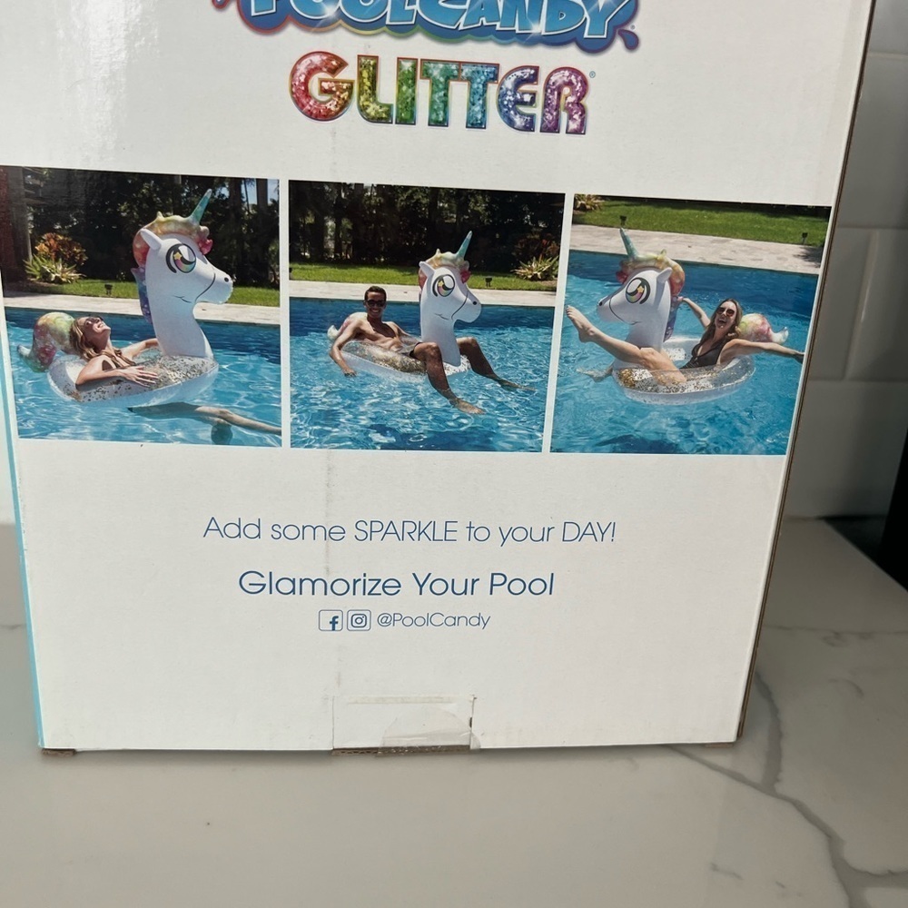 PoolCandy Inflatable Glitter Rainbow Unicorn Pool Tube Float 42 Inch - Picture 4 of 6